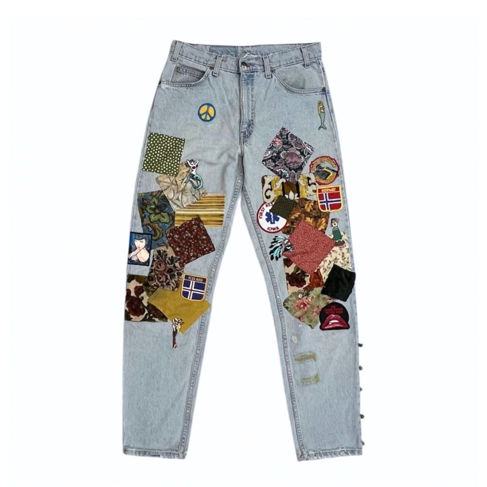 Vintage 90s Levi’s Orange Tab Patchwork Traveling Pants Size 32x34